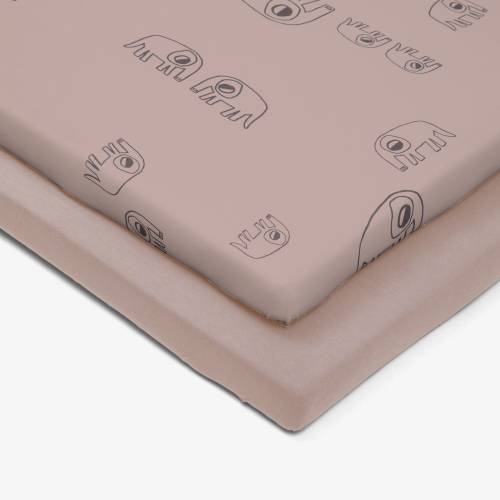 SIMPLY GOOD Fitted Sheets 2Pack Bed 70x140 - Elephants LIght Pink